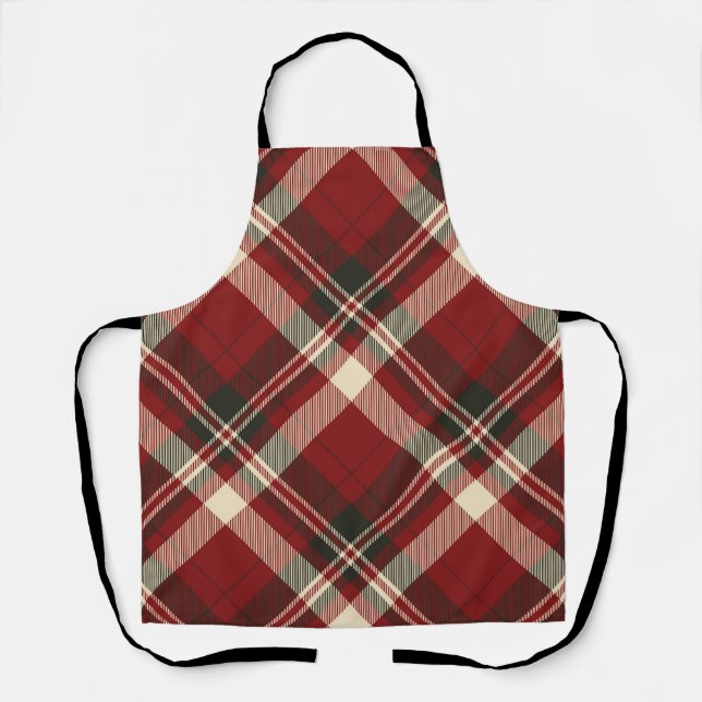 Delantal Patrón de Navidad moderno rojo beige (Anverso)