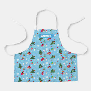 Delantal Patrón de Navidades azules de Elmo y Tango