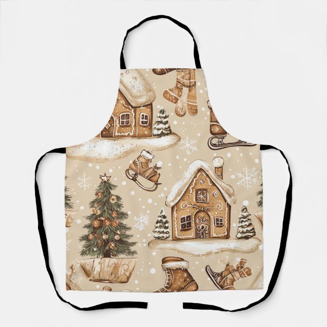 Delantal Patrón de Navidades de bosques de época (3) (Anverso)