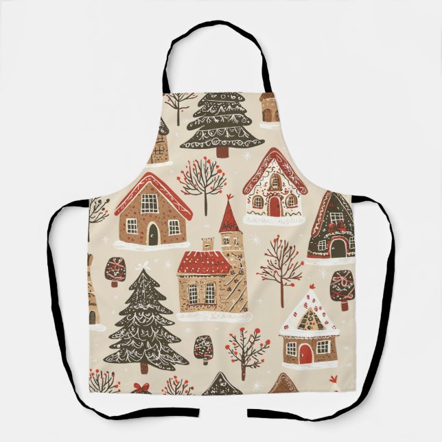 Delantal Patrón de Navidades de bosques de época (4) (Anverso)