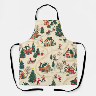 Delantal Patrón de Navidades de madera de época (18)
