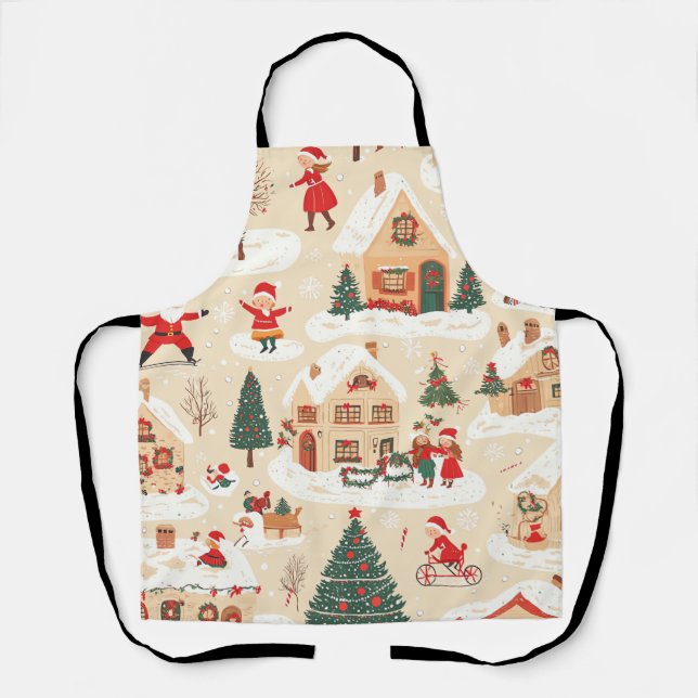 Delantal Patrón de Navidades de madera de época (19) (Anverso)
