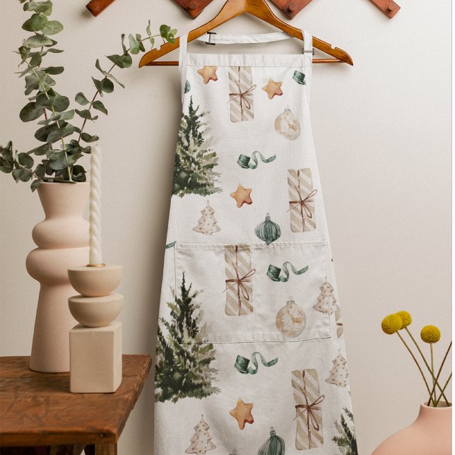 Delantal Patrón de Navidades de moda | Acuarela (Subido por el creador)
