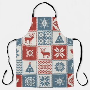 Delantal Patrón de navidades en el estilo de los parches. T