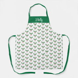 Delantal Patrón de navidades Holly Berries personalizado