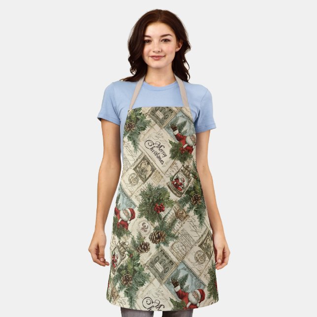 Delantal Patrón de Navidades inspirados en la cosecha (Gastado)