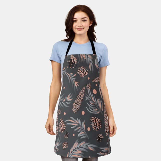 Delantal Patrón de navidades, Nieve de pino (Gastado)