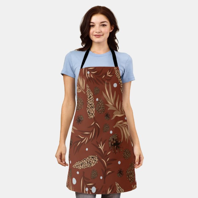 Delantal Patrón de navidades, Nieve de pino 8 (Gastado)