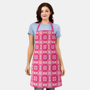 Delantal Patrón de niña de bebé de color rosa cuadrado abst