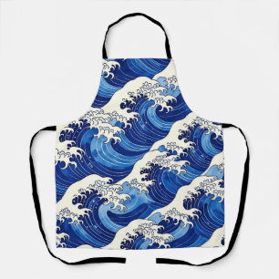 Delantal Patrón de ola grande japonesa Océano 