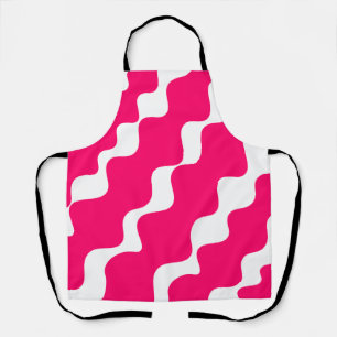 Delantal Patrón de olas de inclinación rosa y blanca