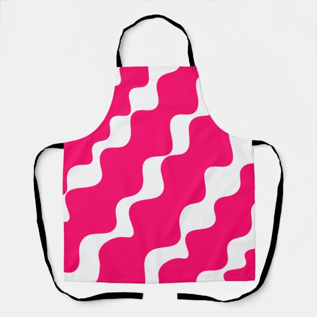 Delantal Patrón de olas de inclinación rosa y blanca (Anverso)