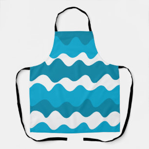 Delantal Patrón de ondas horizontales azules y blancas
