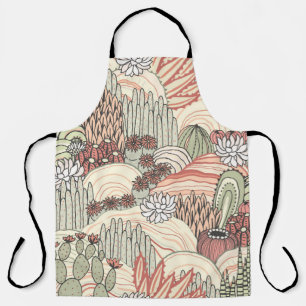 Delantal Patrón de paisajes exteriores de Cacti Succulent