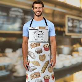 Delantal Patrón de panaderos de pan de texto de personaliza