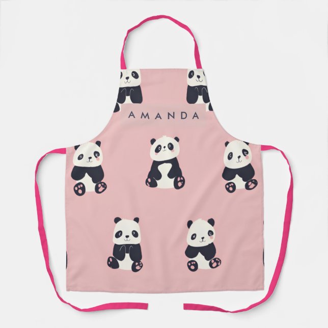 Delantal Patrón de Panda Adorable Personalizado (Anverso)