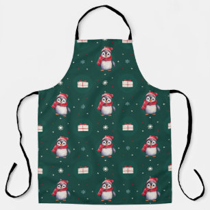 Delantal Patrón de Papá Noel pingüino verde Feliz Navidad