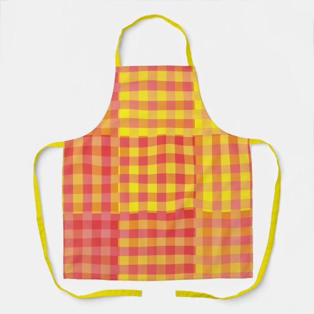 Delantal Patrón de parches rojo amarillo (Anverso)