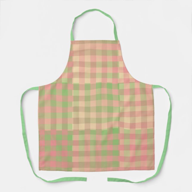Delantal Patrón de parches rosa verde (Anverso)
