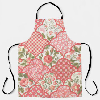 Delantal Patrón de parchwork floral de Rosas Pastel