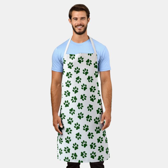 Delantal Patrón De Paws, Paws De Perro, Papas Verdes (Gastado)