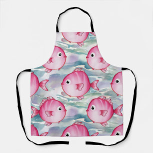 Delantal Patrón de peces rosados