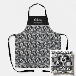 Delantal Patrón de perro negro y blanco de patchwork Groome