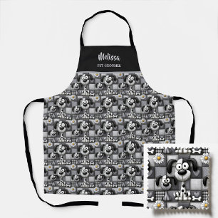 Delantal Patrón de perro negro y blanco de patchwork Groome