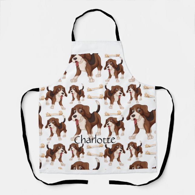 Delantal Patrón de perro sin soldadura Beagle Nombre person (Anverso)