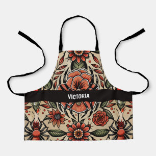 Delantal Patrón de Personalizado floral Flash Tattoo Spider