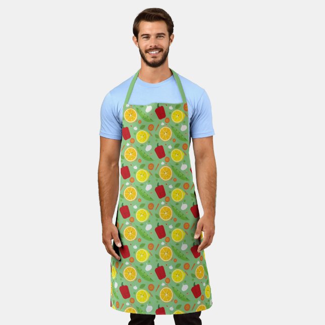 Delantal Patrón de Personalizado verde vegetal sonriente (Gastado)