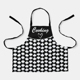 Delantal Patrón de Petales blancos negros de cocina persona