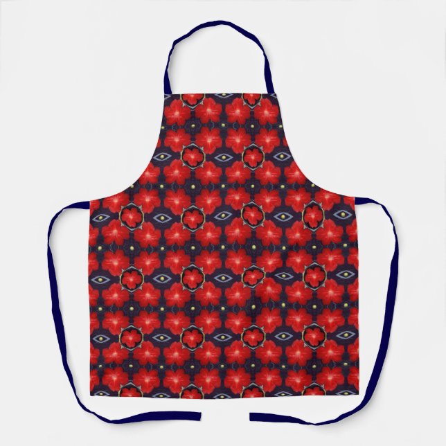 Delantal Patrón de Petunia Rojo (Anverso)