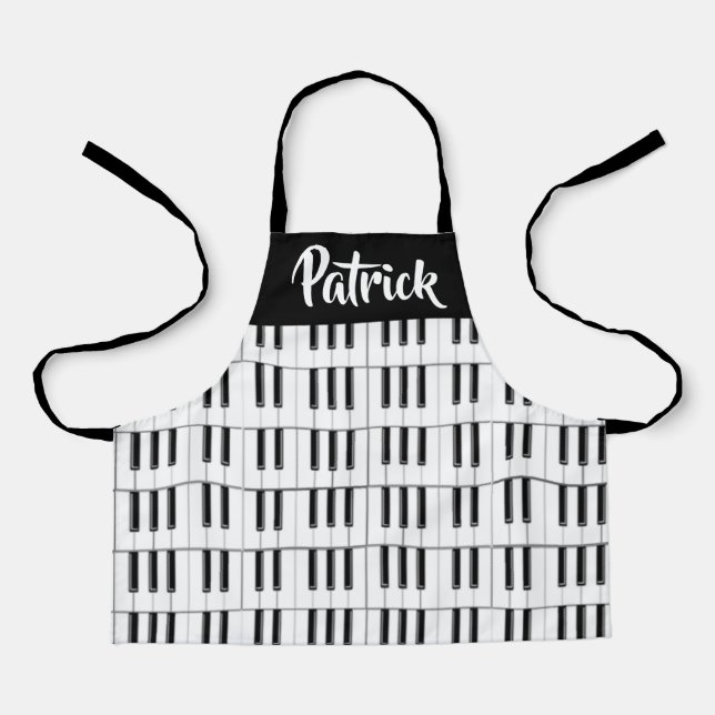 Delantal Patrón de piano blanco y negro (Anverso)
