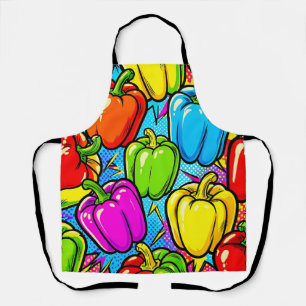 Delantal Patrón de pimientos pop art