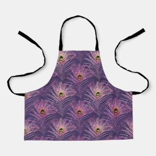 Delantal Patrón de pluma de pavo real violeta de ave pavo r