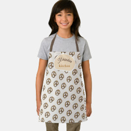 Delantal Patrón de Pretzel Beige Adorable Dibujado a Mano
