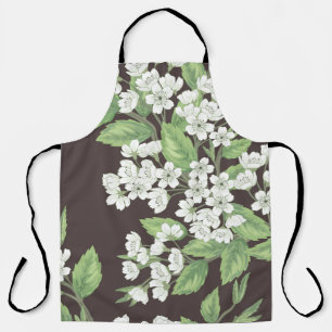 Delantal Patrón de primavera, ramas verdes sin fisuras.