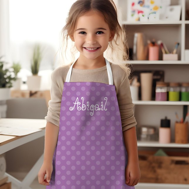 Delantal Patrón de punto de polka de lavanda personalizada  (Subido por el creador)