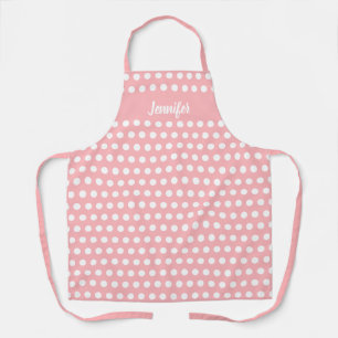 Delantal Patrón de puntos de polka blanco rosado de Rubor