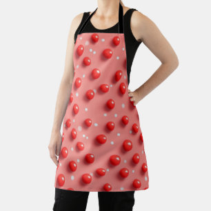 Delantal Patrón de puntos de polka rojo y blanco 3D