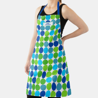 Delantal Patrón de puntos del Polka Verde Azul