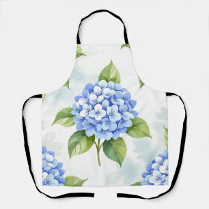 Delantal Patrón de ramo de hortensias azules pastel