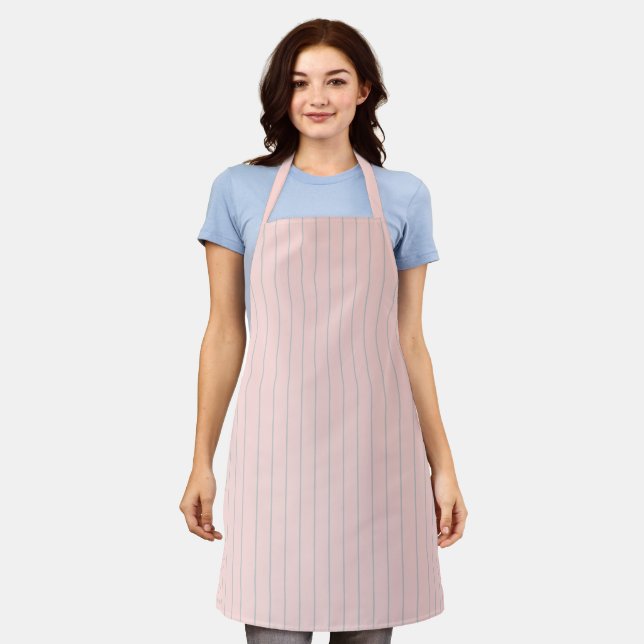 Delantal Patrón de raya fina gris y rosa (Gastado)