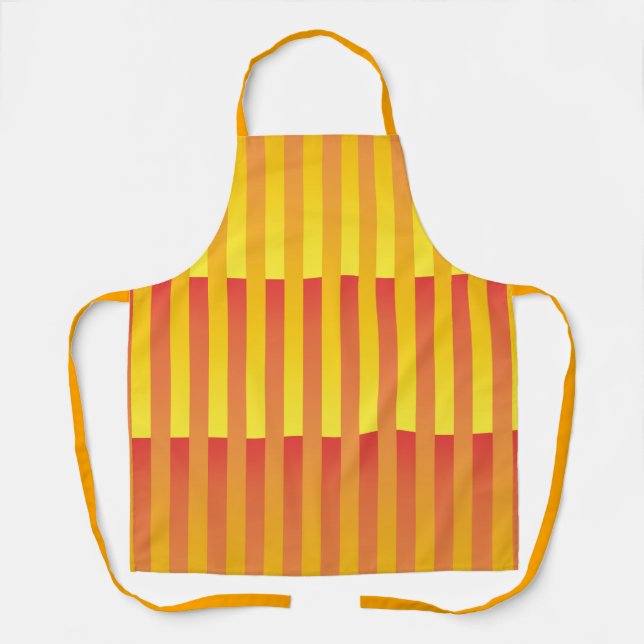 Delantal Patrón de rayas amarillo naranja (Anverso)