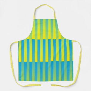 Delantal Patrón de rayas azul amarillo verde
