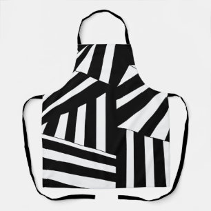 Delantal Patrón de rayas diagonales en blanco y negro para