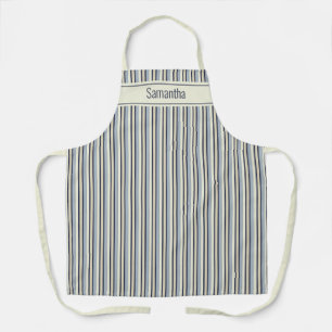 Delantal Patrón de rayas monocromo azul marino y crema