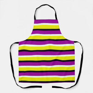 Delantal Patrón de rayas moradas amarillas