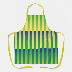 Delantal Patrón de rayas verde amarillo azul